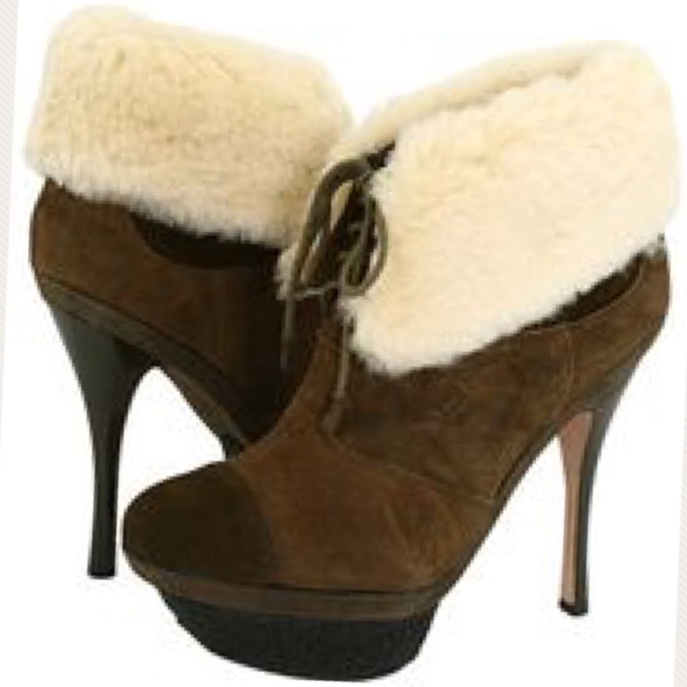 L.A.M.B. Pier Suede Boots with Shearling cuff NEW